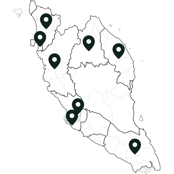 Map showing AU ACC Advisory client locations across Malaysia